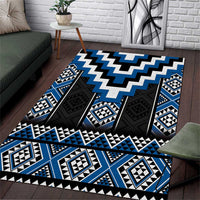 Blue Taniko Aotearoa Area Rug Niho Taniwha Mix Poutama LT14 Blue - Polynesian Pride