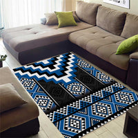Blue Taniko Aotearoa Area Rug Niho Taniwha Mix Poutama LT14 - Polynesian Pride