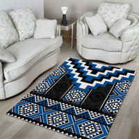 Blue Taniko Aotearoa Area Rug Niho Taniwha Mix Poutama LT14 - Polynesian Pride