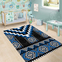 Blue Taniko Aotearoa Area Rug Niho Taniwha Mix Poutama LT14 - Polynesian Pride
