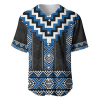 Blue Taniko Aotearoa Baseball Jersey Niho Taniwha Mix Poutama LT14 Blue - Polynesian Pride