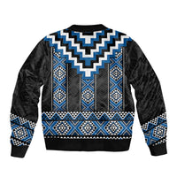 Blue Taniko Aotearoa Bomber Jacket Niho Taniwha Mix Poutama LT14 - Polynesian Pride