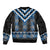 Blue Taniko Aotearoa Bomber Jacket Niho Taniwha Mix Poutama LT14