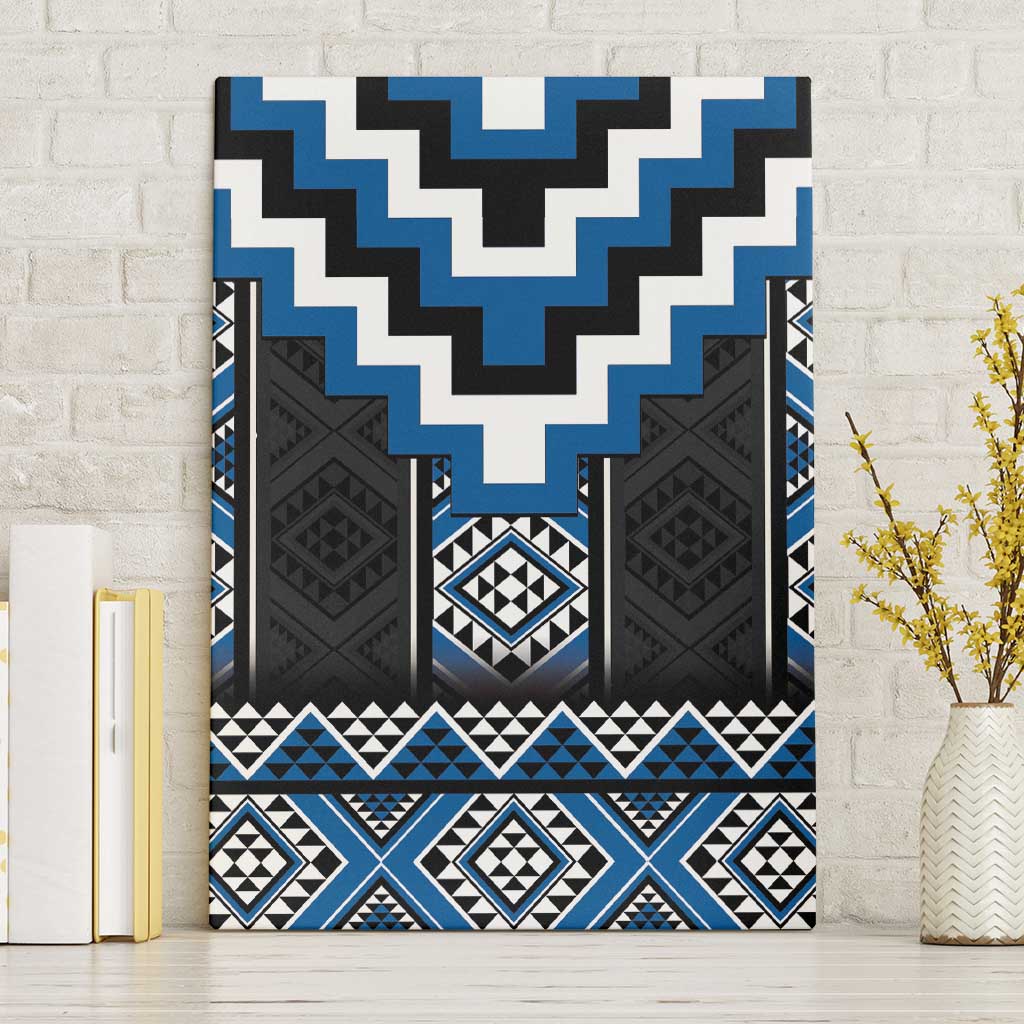 Blue Taniko Aotearoa Canvas Wall Art Niho Taniwha Mix Poutama LT14