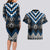 Blue Taniko Aotearoa Couples Matching Long Sleeve Bodycon Dress and Hawaiian Shirt Niho Taniwha Mix Poutama