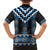 Blue Taniko Aotearoa Family Matching Off Shoulder Short Dress and Hawaiian Shirt Niho Taniwha Mix Poutama LT14