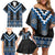 Blue Taniko Aotearoa Family Matching Off Shoulder Short Dress and Hawaiian Shirt Niho Taniwha Mix Poutama LT14