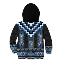 Blue Taniko Aotearoa Kid Hoodie Niho Taniwha Mix Poutama LT14 - Polynesian Pride