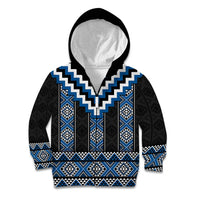 Blue Taniko Aotearoa Kid Hoodie Niho Taniwha Mix Poutama LT14 Zip Hoodie Blue - Polynesian Pride