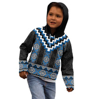 Blue Taniko Aotearoa Kid Hoodie Niho Taniwha Mix Poutama LT14 - Polynesian Pride