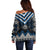 Blue Taniko Aotearoa Off Shoulder Sweater Niho Taniwha Mix Poutama