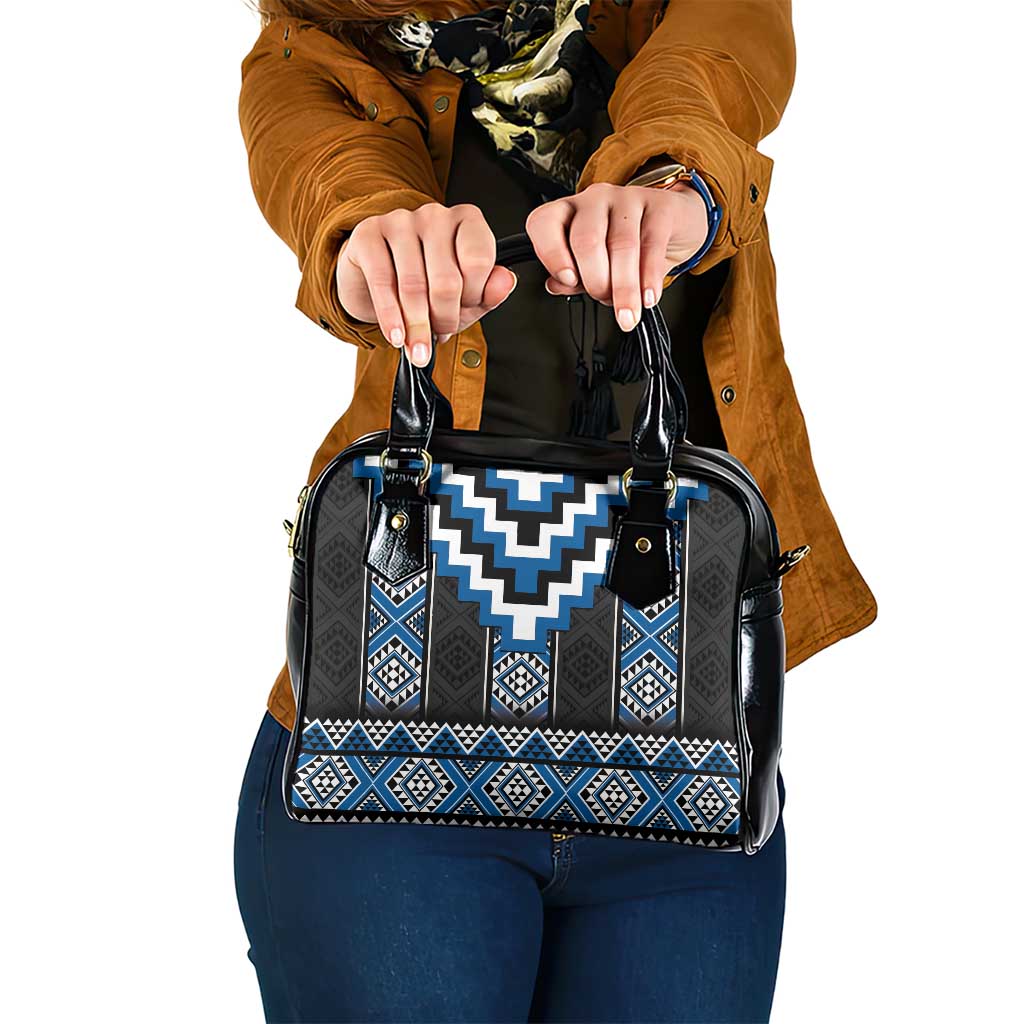 Blue Taniko Aotearoa Shoulder Handbag Niho Taniwha Mix Poutama LT14 One Size Blue - Polynesian Pride