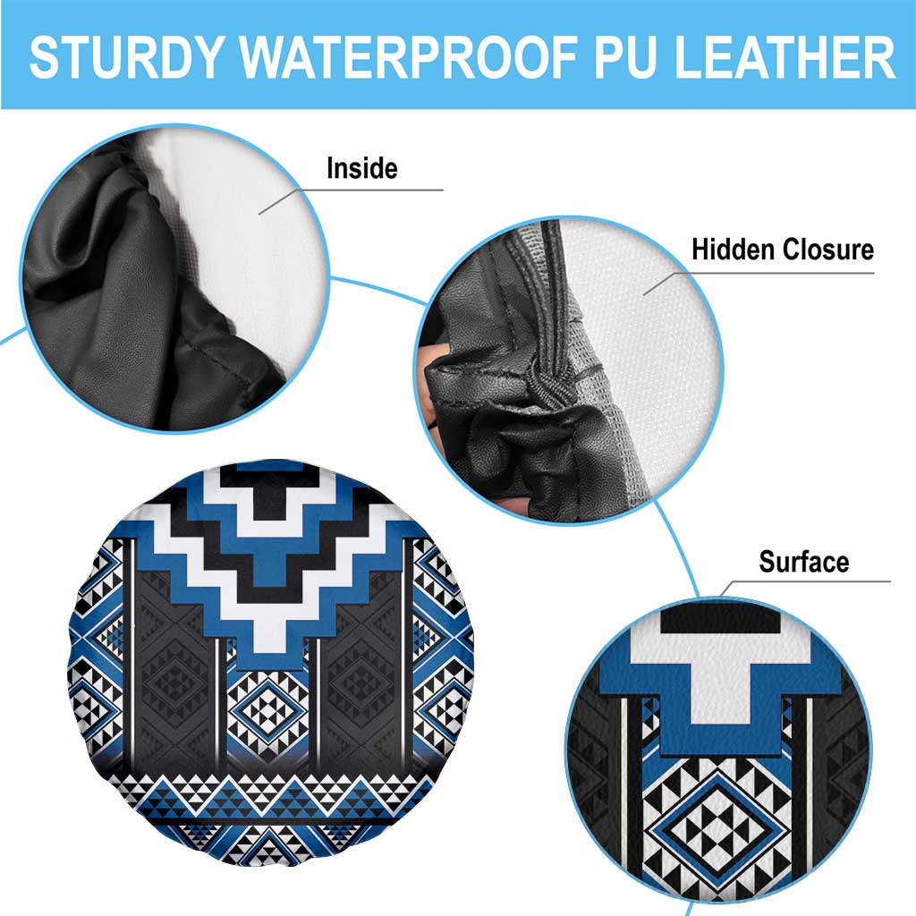 Blue Taniko Aotearoa Spare Tire Cover Niho Taniwha Mix Poutama LT14 - Polynesian Pride