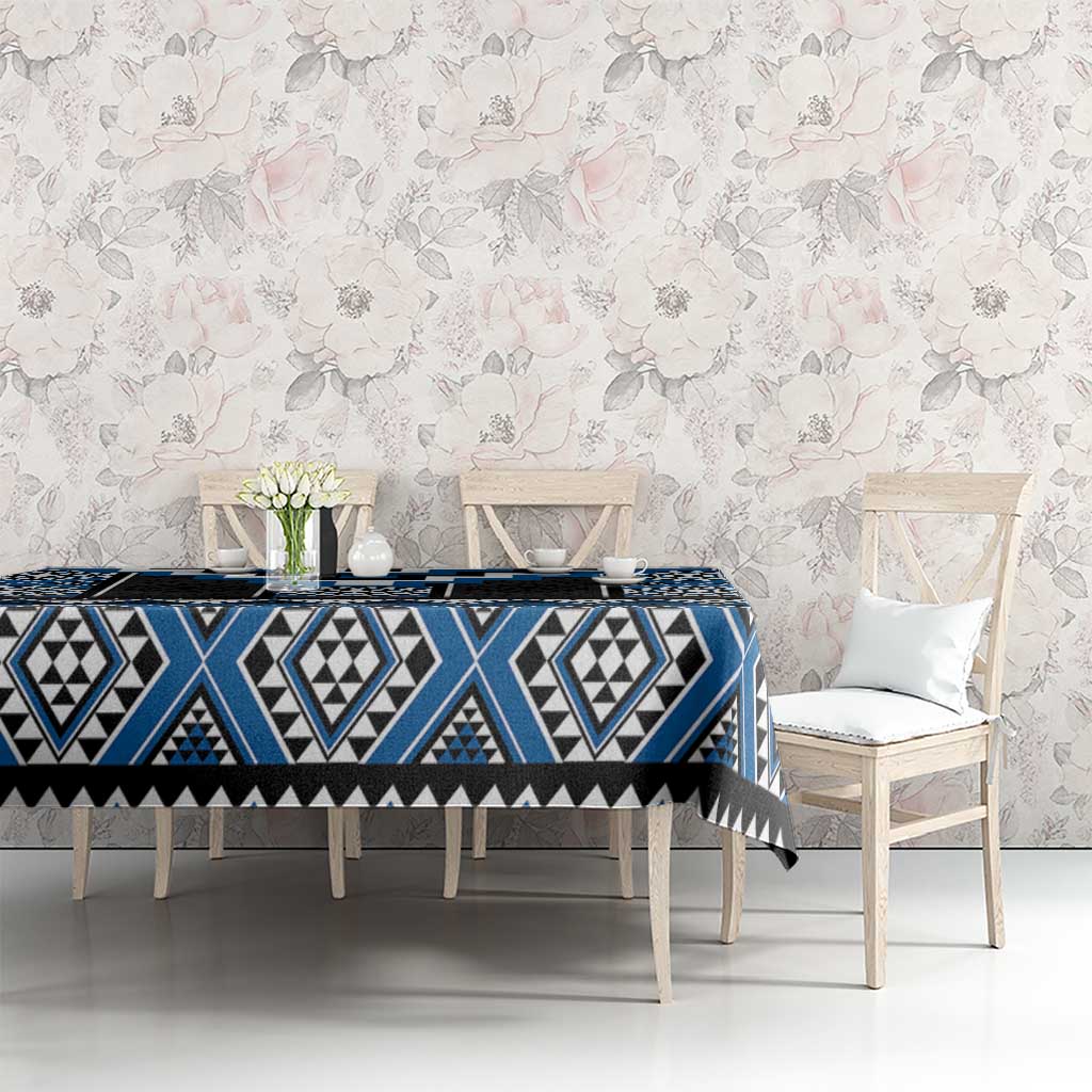 Blue Taniko Aotearoa Tablecloth Niho Taniwha Mix Poutama LT14 - Polynesian Pride