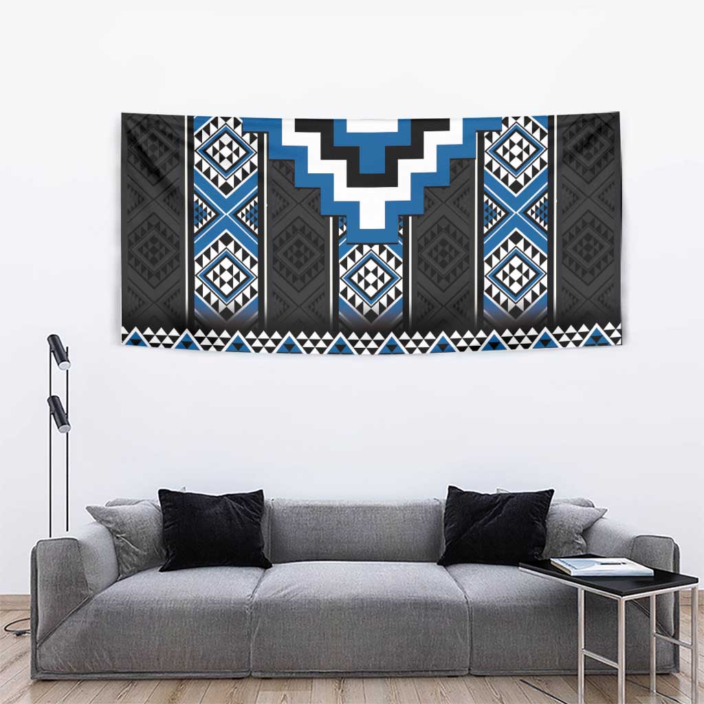 Blue Taniko Aotearoa Tapestry Niho Taniwha Mix Poutama LT14 - Polynesian Pride
