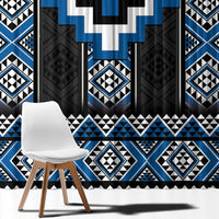 Blue Taniko Aotearoa Window Curtain Niho Taniwha Mix Poutama LT14 - Polynesian Pride