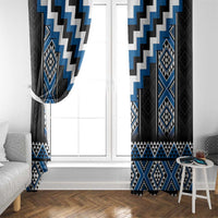 Blue Taniko Aotearoa Window Curtain Niho Taniwha Mix Poutama LT14 - Polynesian Pride
