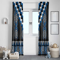 Blue Taniko Aotearoa Window Curtain Niho Taniwha Mix Poutama LT14 - Polynesian Pride