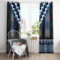 Blue Taniko Aotearoa Window Curtain Niho Taniwha Mix Poutama LT14 - Polynesian Pride