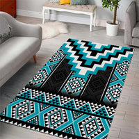 Turquoise Taniko Pattern Aotearoa Area Rug Niho Taniwha Mix Poutama LT14 - Polynesian Pride