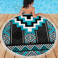 Turquoise Taniko Pattern Aotearoa Beach Blanket Niho Taniwha Mix Poutama LT14 - Polynesian Pride
