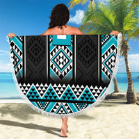 Turquoise Taniko Pattern Aotearoa Beach Blanket Niho Taniwha Mix Poutama LT14 - Polynesian Pride