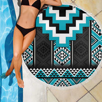 Turquoise Taniko Pattern Aotearoa Beach Blanket Niho Taniwha Mix Poutama LT14 - Polynesian Pride