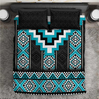 Turquoise Taniko Pattern Aotearoa Bedding Set Niho Taniwha Mix Poutama LT14 Turquoise - Polynesian Pride