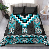 Turquoise Taniko Pattern Aotearoa Bedding Set Niho Taniwha Mix Poutama LT14 - Polynesian Pride