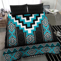 Turquoise Taniko Pattern Aotearoa Bedding Set Niho Taniwha Mix Poutama LT14 - Polynesian Pride