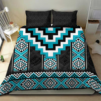 Turquoise Taniko Pattern Aotearoa Bedding Set Niho Taniwha Mix Poutama LT14 - Polynesian Pride