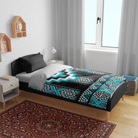 Turquoise Taniko Pattern Aotearoa Bedding Set Niho Taniwha Mix Poutama LT14 - Polynesian Pride