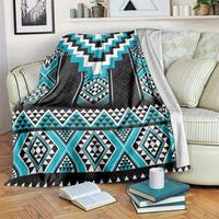 Turquoise Taniko Pattern Aotearoa Blanket Niho Taniwha Mix Poutama LT14 Turquoise - Polynesian Pride