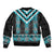 Turquoise Taniko Pattern Aotearoa Bomber Jacket Niho Taniwha Mix Poutama LT14