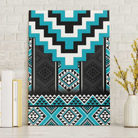 Turquoise Taniko Pattern Aotearoa Canvas Wall Art Niho Taniwha Mix Poutama LT14 Without Frame Turquoise - Polynesian Pride