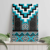 Turquoise Taniko Pattern Aotearoa Canvas Wall Art Niho Taniwha Mix Poutama LT14 - Polynesian Pride