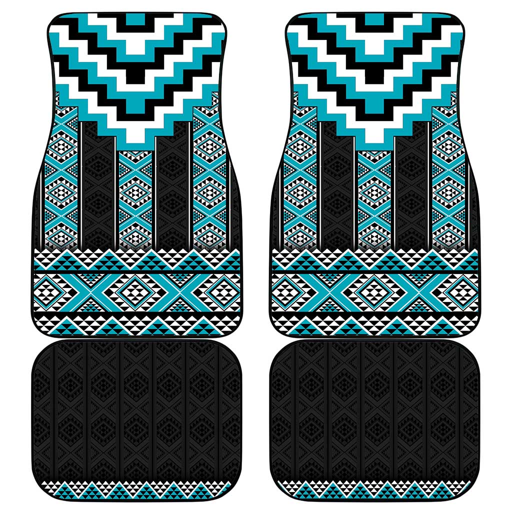 Turquoise Taniko Pattern Aotearoa Car Mats Niho Taniwha Mix Poutama LT14 - Polynesian Pride