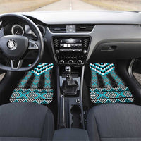 Turquoise Taniko Pattern Aotearoa Car Mats Niho Taniwha Mix Poutama LT14 Set 2pcs - Front Turquoise - Polynesian Pride