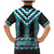 Turquoise Taniko Pattern Aotearoa Family Matching Mermaid Dress and Hawaiian Shirt Niho Taniwha Mix Poutama LT14