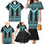 Turquoise Taniko Pattern Aotearoa Family Matching Mermaid Dress and Hawaiian Shirt Niho Taniwha Mix Poutama LT14