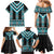 Turquoise Taniko Pattern Aotearoa Family Matching Mermaid Dress and Hawaiian Shirt Niho Taniwha Mix Poutama LT14