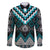 Turquoise Taniko Pattern Aotearoa Family Matching Off The Shoulder Long Sleeve Dress and Hawaiian Shirt Niho Taniwha Mix Poutama