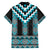 Turquoise Taniko Pattern Aotearoa Family Matching Off Shoulder Short Dress and Hawaiian Shirt Niho Taniwha Mix Poutama LT14