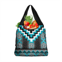 Turquoise Taniko Pattern Aotearoa Grocery Bag Niho Taniwha Mix Poutama LT14 1-pack One Size Turquoise - Polynesian Pride