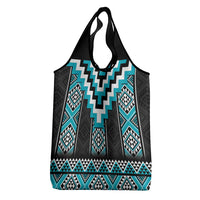 Turquoise Taniko Pattern Aotearoa Grocery Bag Niho Taniwha Mix Poutama LT14 - Polynesian Pride