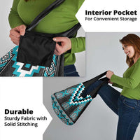 Turquoise Taniko Pattern Aotearoa Grocery Bag Niho Taniwha Mix Poutama LT14 - Polynesian Pride