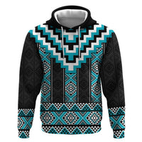 Turquoise Taniko Pattern Aotearoa Hoodie Niho Taniwha Mix Poutama LT14 Pullover Hoodie Turquoise - Polynesian Pride