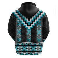 Turquoise Taniko Pattern Aotearoa Hoodie Niho Taniwha Mix Poutama LT14 - Polynesian Pride