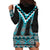 Turquoise Taniko Pattern Aotearoa Hoodie Dress Niho Taniwha Mix Poutama LT14