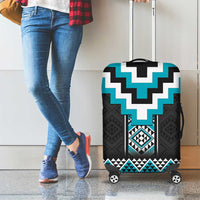 Turquoise Taniko Pattern Aotearoa Luggage Cover Niho Taniwha Mix Poutama LT14 - Polynesian Pride